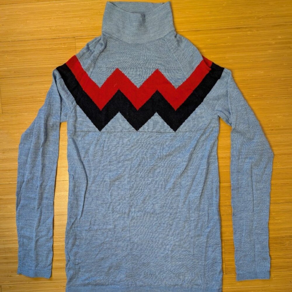 L'Etoile Chevron Mock Neck Sweater retail $195, sz L - Picture 2 of 8